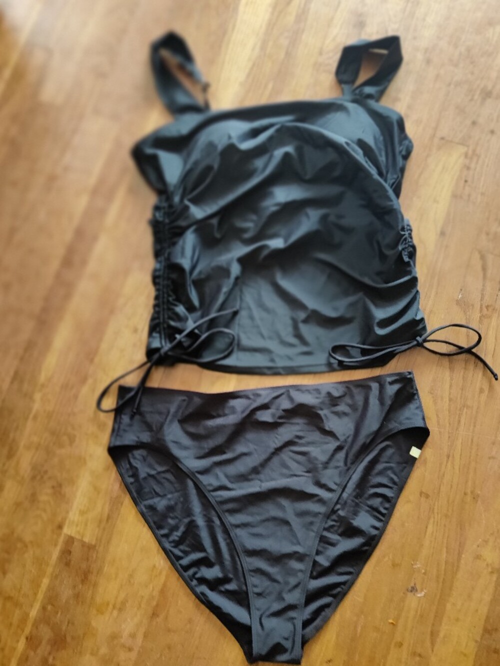 Summersalt Black Ruched Cinched Square Neck Tankini Set Size 22